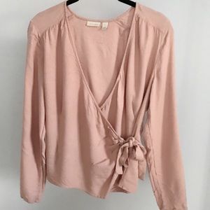 HINGE Wrap Top Size S Blush Pink Pastel Nordstrom